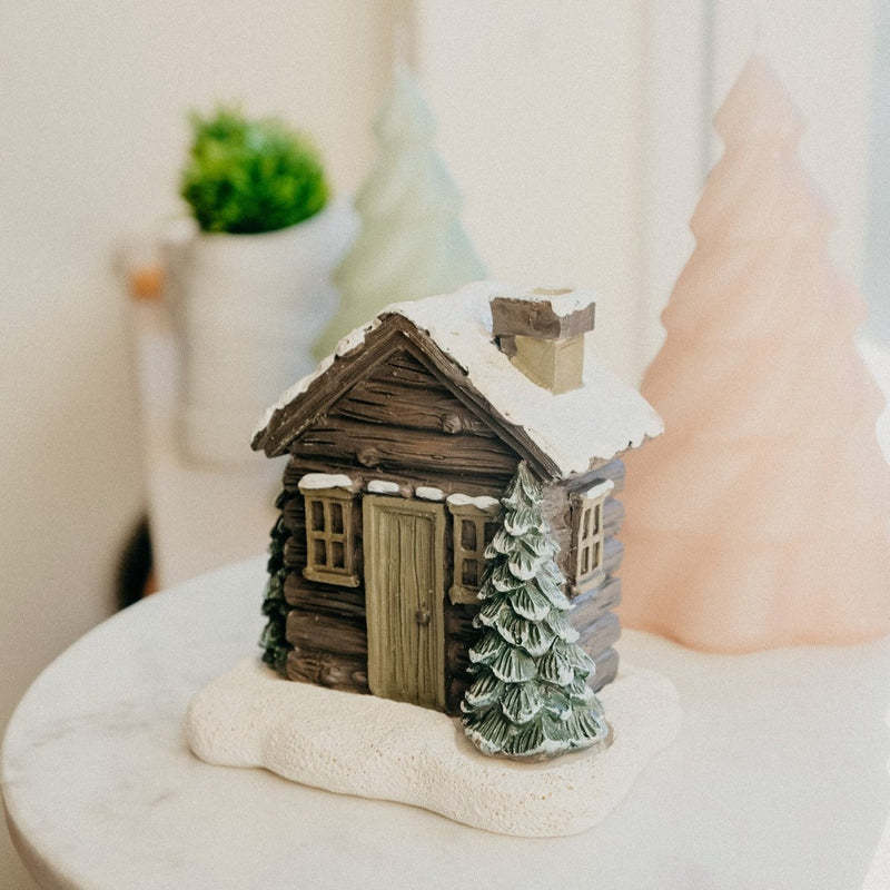 Log Cabin Incense Burner Rustic Christmas Chimney