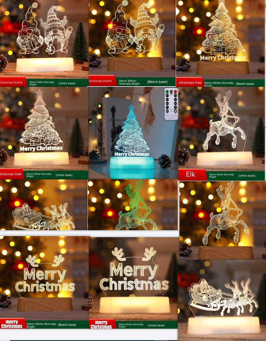 Christmas Decoration 3D Lamp Acrylic LED Night Lights