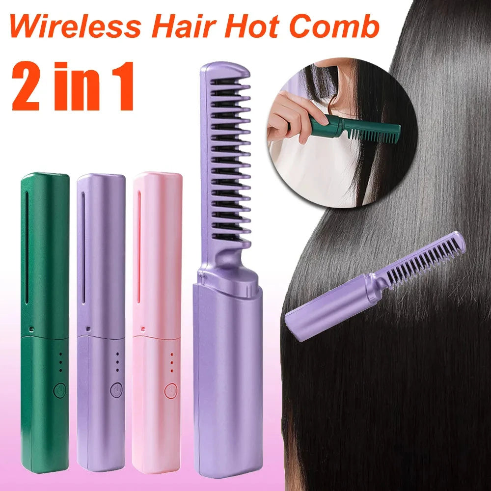 Hair Straightener Curler Comb Fast Heating